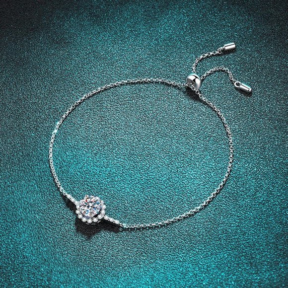 Certified 1ct. t.w. Moissanite Diamond Halo Bracelet NEW - Picture 3 of 11